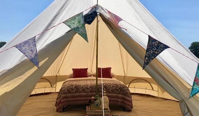 Glamping tent with buting