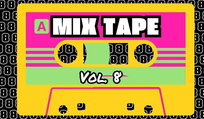 Cassette in illuminous colours with Mix Tape written on it