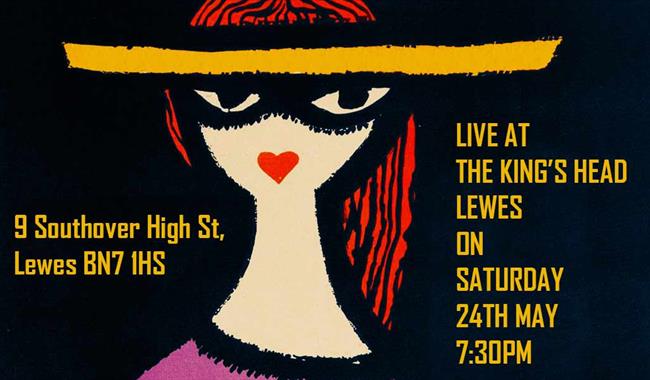 Illustration of lady in hat with event details