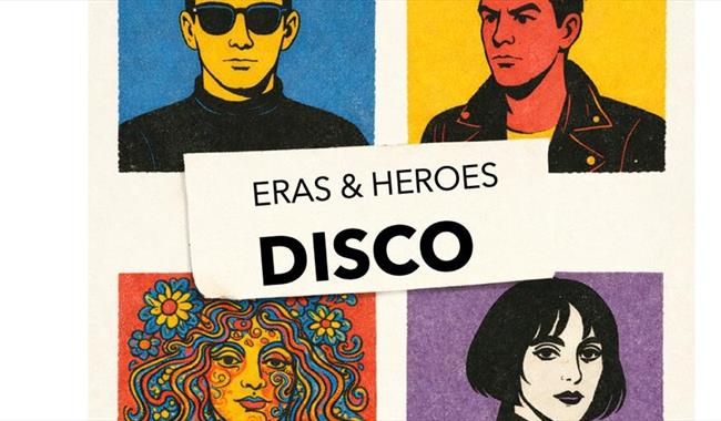 Illustration showing different eras of style - mod, rock, hippie and goth