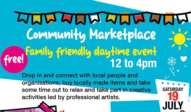 Poster with colourful bunting and details of event