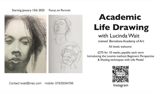 Details of life drawing class - sketches and information