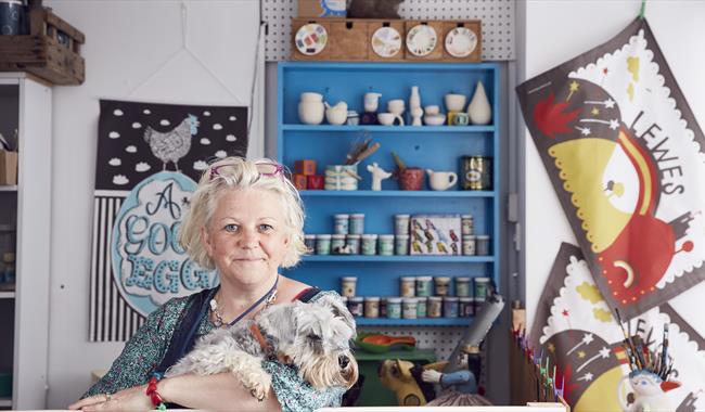Mary Fellows - artist taking part in Lewes Artwave, in the Needlemakers