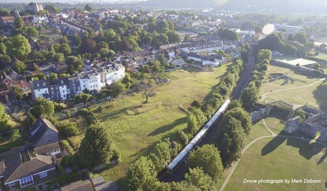 Aerial photo of Lewes Railway, modern day