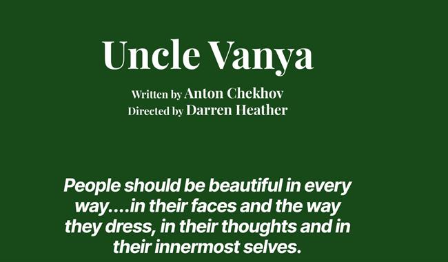Simple quote from Uncle Vanya on green background