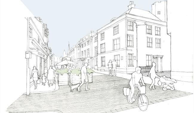 Sketch of Lewes High Street by Nick Wiseman