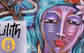 Painting of Lilith - in turquoise and pink