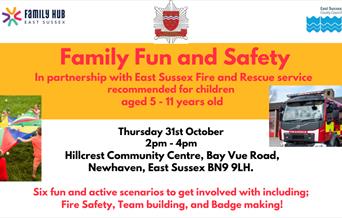 Poster featuring a fire engine and all the necessary info