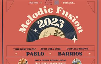 Poster featuring pizza and vinyl record
