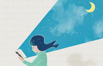 Illustration of girl reading
