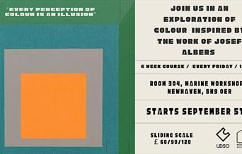 Coloured abstract image and details of event