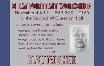 Poster promoting portrait class with pencil sketch