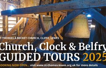 Bell and mechanisms in church bell tower
