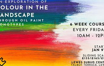 Range of colours in paint with event details