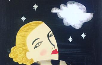 Woman looking at cloud and stars