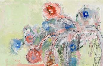 Picture of a vase of flowers - in oils