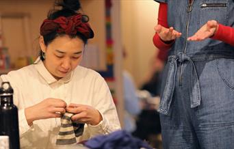Darning in progress