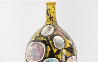 Ceramic created by Grayson Perry featuring images of people in domestic situations