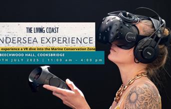Wearing the headset for the Living Coast Undersea Experience