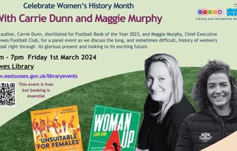 Poster to promote event featuring two authors and their books