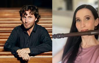 Musicians Laura Piras (flute) and David Wright (harpsichord)