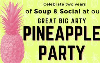 Party invitation illustrated with a pineapple