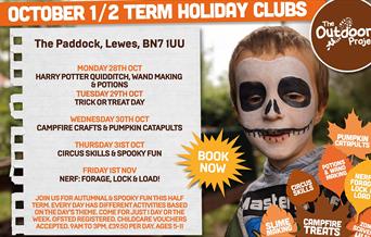 Child face painted for Halloween with details of Holiday Club