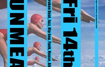 Poster featuring women diving into the clouds