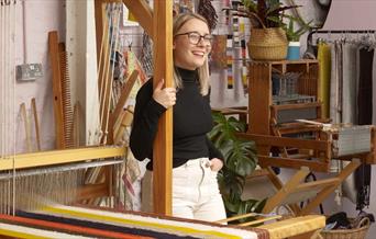 Weaver Siobhan with her loom