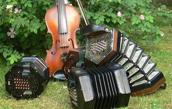 Collection of musical instruments for folk music
