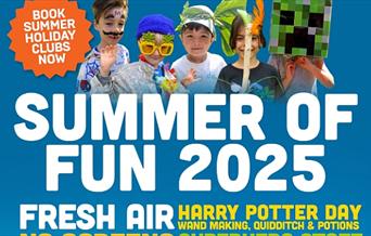 Poster featuring highlights of summer camp for kids