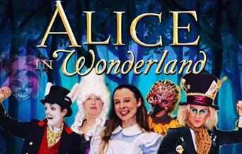 Cast of Alice in Wonderland - Alice, White Rabbit, Mad Hatter, Queen of Hearts and Mock Turtle