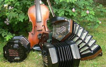 Collection of folk musical instruments