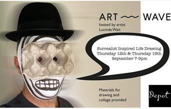 Painted face with egg box eyes and trilby hat