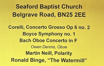 Poster listing music for Corelli performance