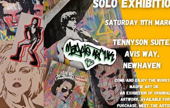 Poster for art exhibition by Magpie Art UK.