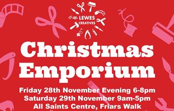 Poster with craft making tools in festive colours