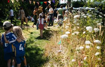 Children in wild flower picnic area