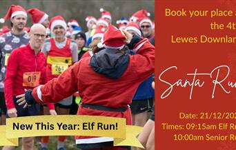 Runners taking part in Santa Run (with Santa hats!)