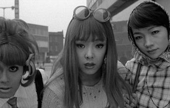 B/W photo of cast of Funeral Parade of Roses