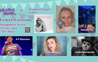 Pictures of six poets performing in Lewes