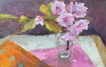 Painting of blossom in a vase