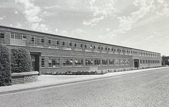 B/W image of industrial building