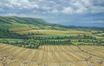 Painting of hills and fields