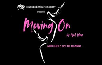 Poster for Moving On - black background with silhouette.