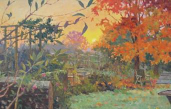 painting - autumnal garden scene