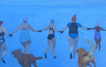 Image of swimmers entering the sea