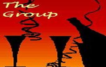 Logo for The Group with bottle and wine glasses