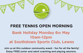 Poster promoting open morning at Southdown Sports Club