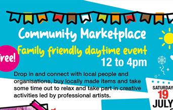 Poster with colourful bunting and details of event